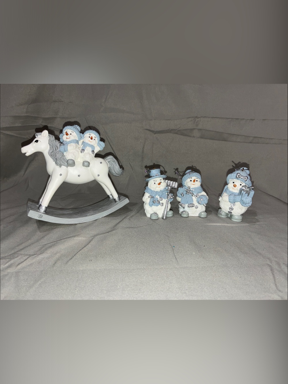 Blue & White Snowman Ornaments& Figurine